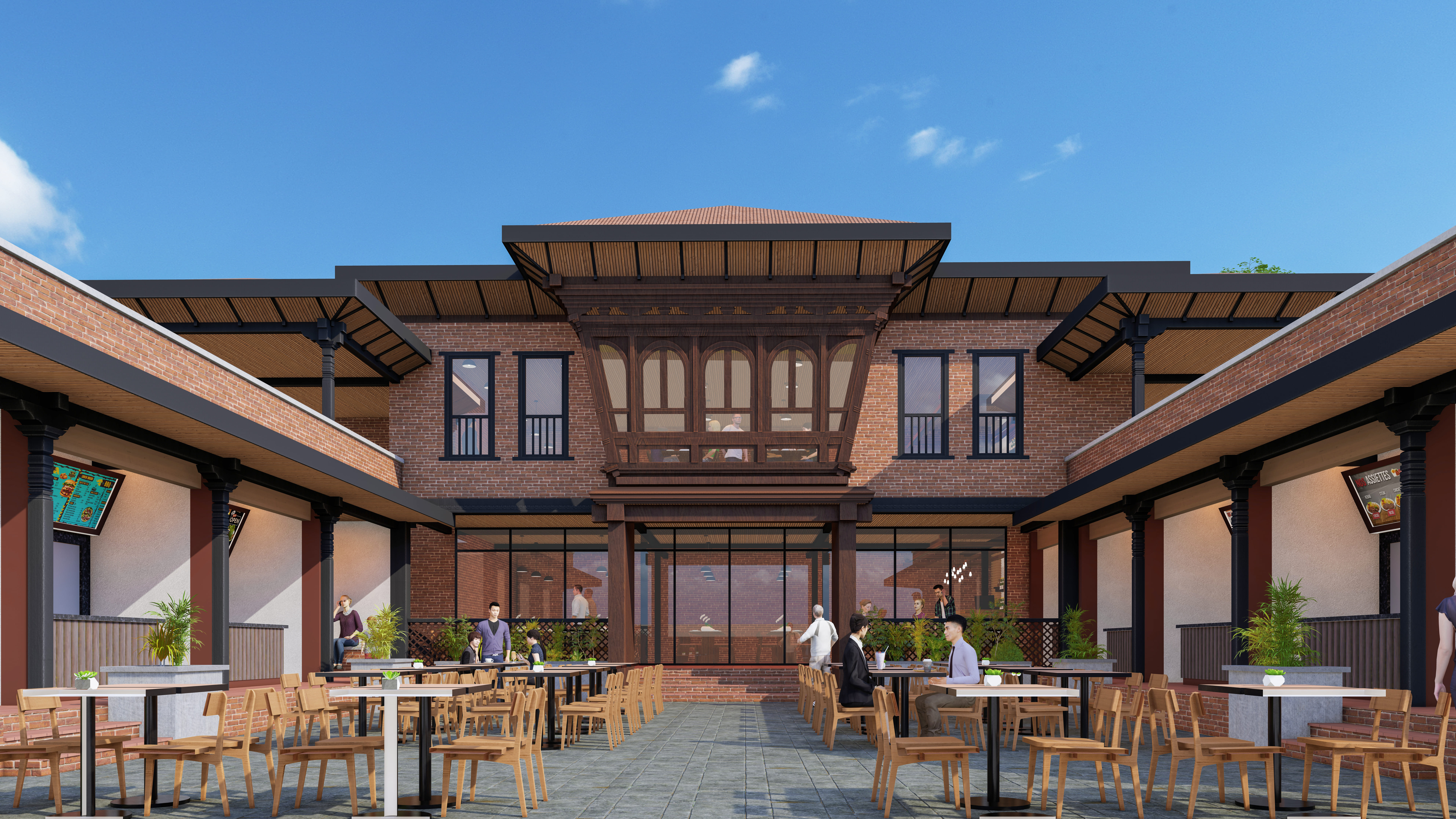 Basantapur Food Court — Heritage-Inspired Outdoor Dining Design