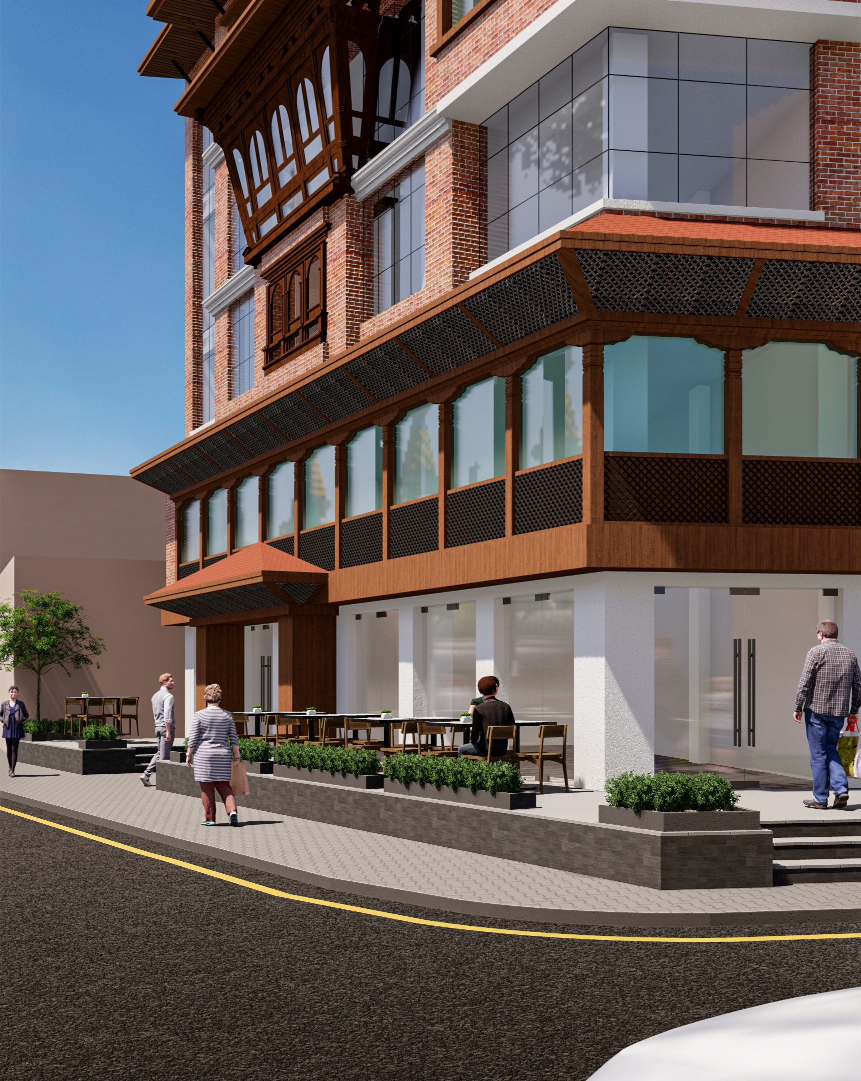 Swayambhu Commercial Building — Newari Heritage Façade Design, Kathmandu – frame 1